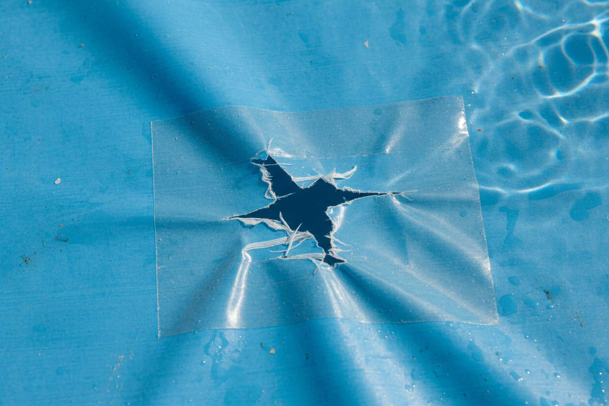 Repair tape on pool liner