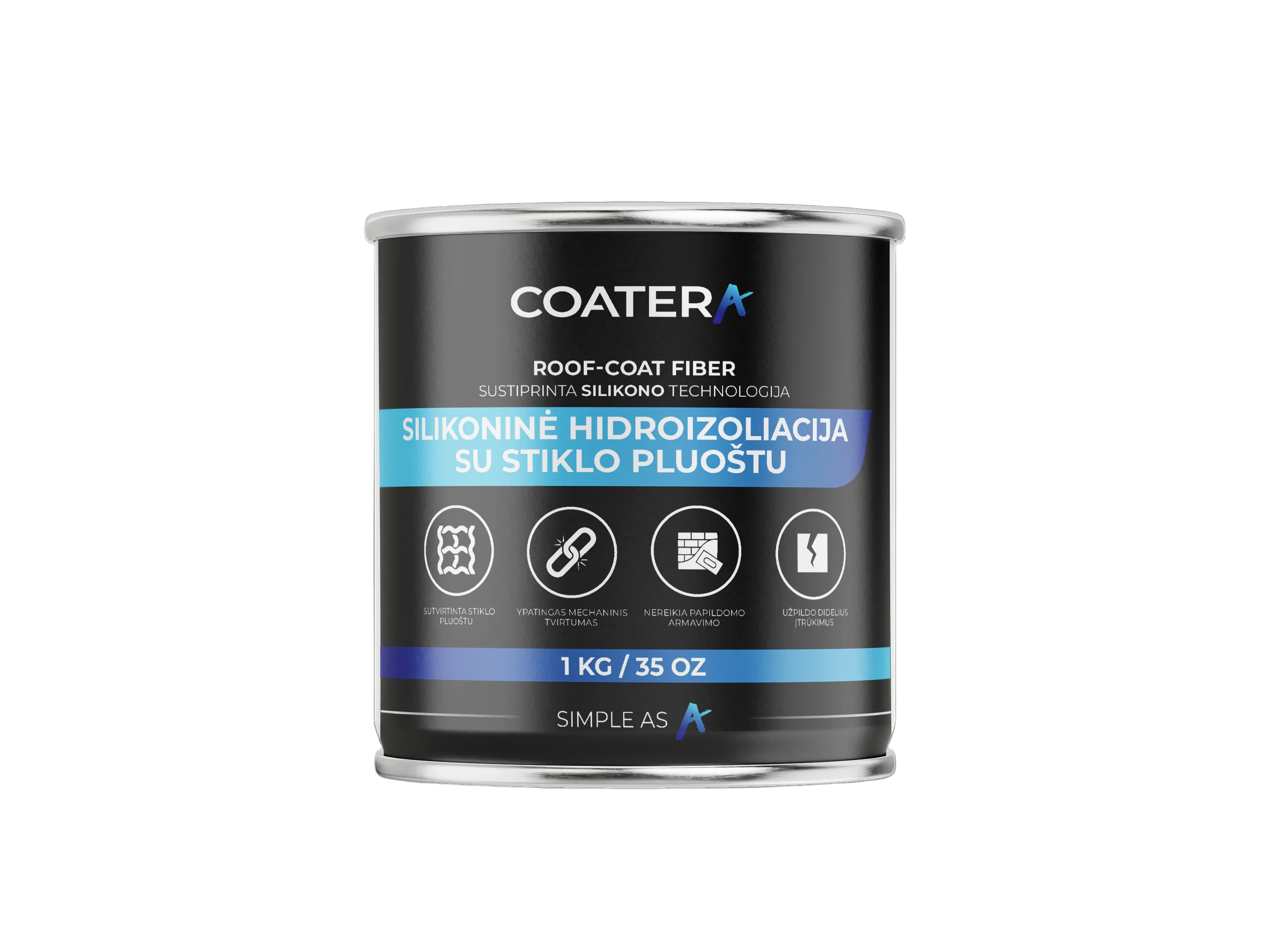 ROOF-COAT FIBER Silikoninė stogų hidroizoliacija sustiprinta stiklo pluoštu