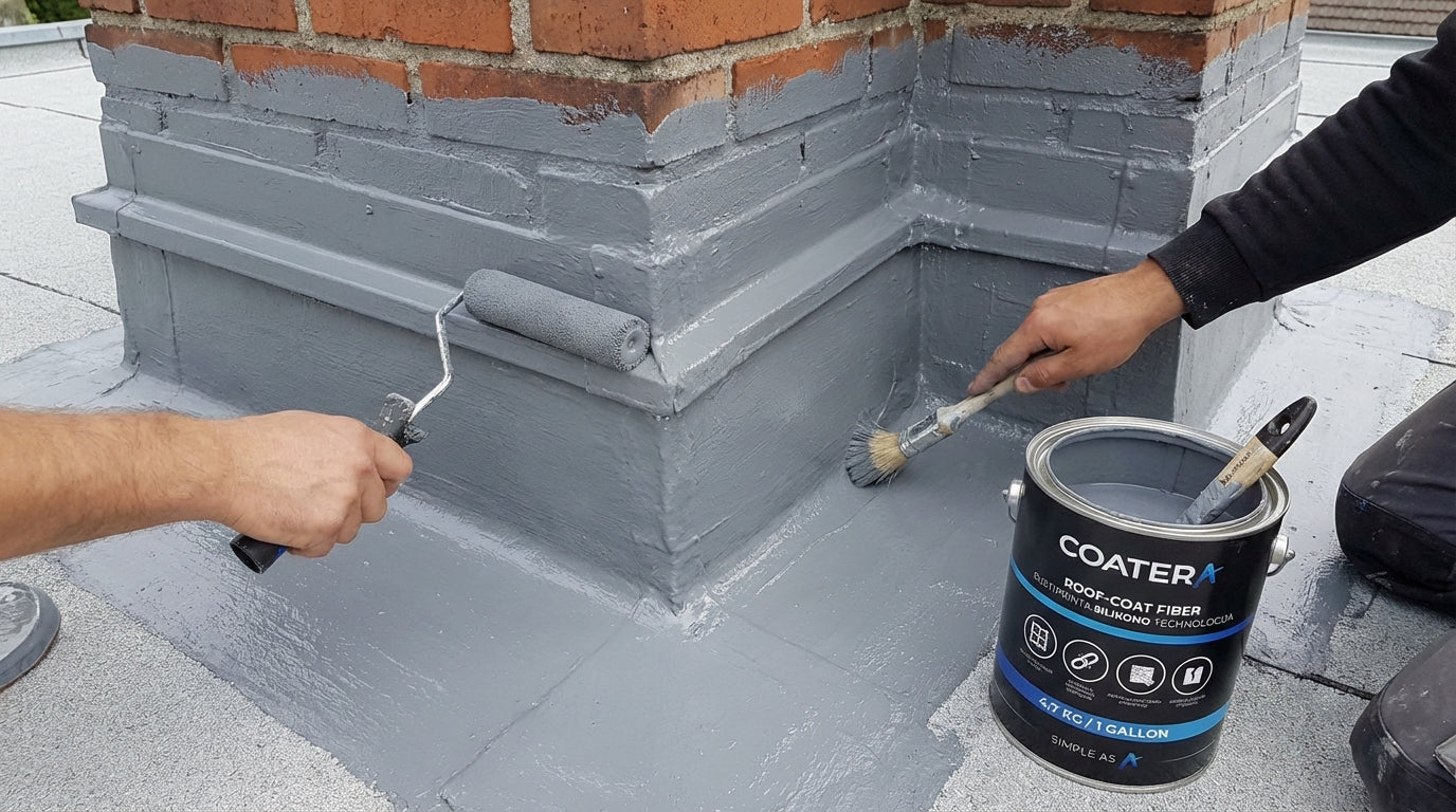 ROOF-COAT FIBER Silikoninė stogų hidroizoliacija sustiprinta stiklo pluoštu