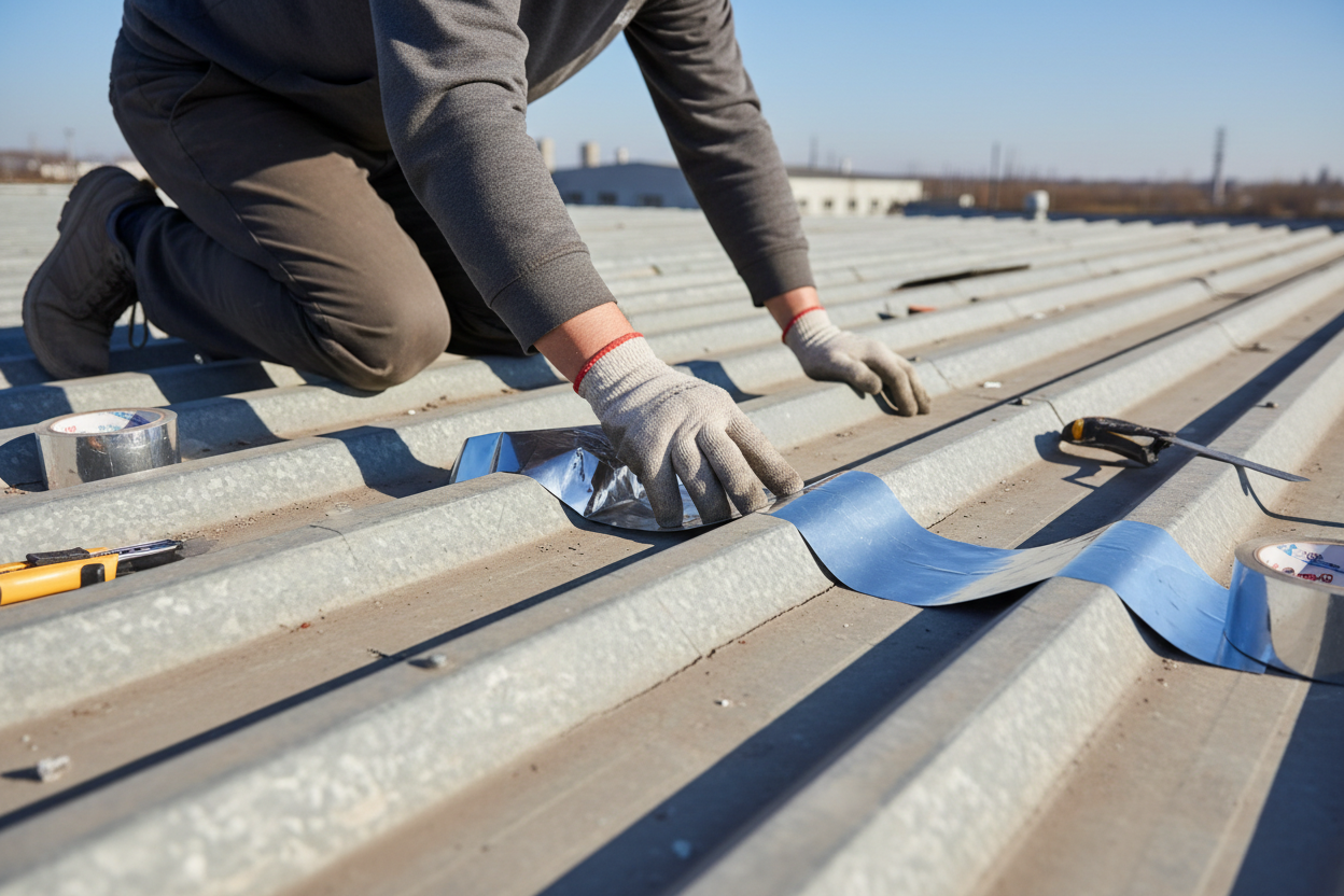 Naprawa dachu metalowego taśmą aluminiową